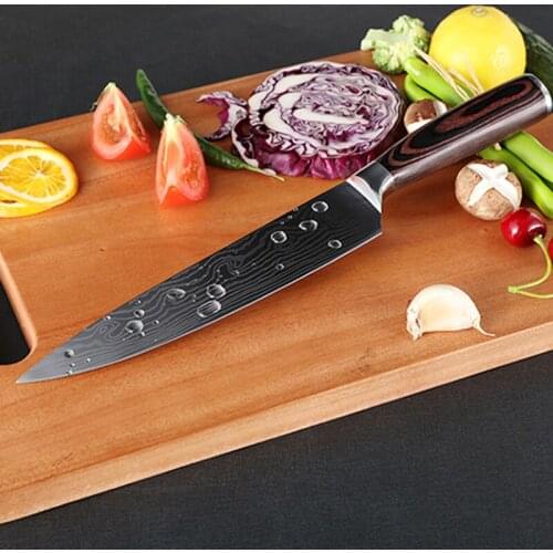 8 inch Damascus Pattern Japanese Salmon Sushi Knives Chef Knives Sashimi Kitchen Knife Raw Fish Filleting Cooking Tools