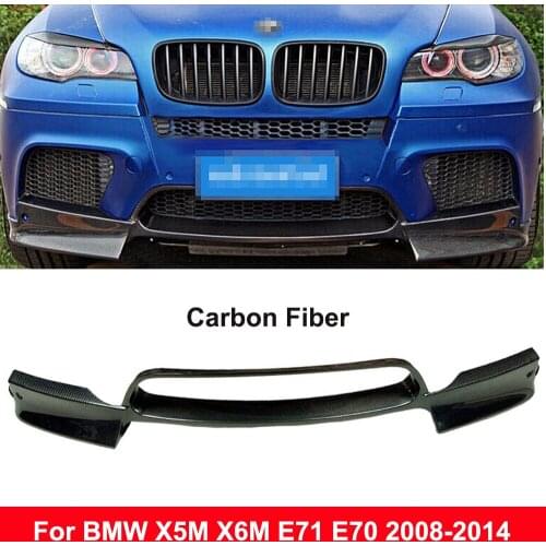 AK Style Real Carbon Fiber Front Bumper Lip Chin Shovel Protector Spoiler For BMW X5M X6M E71 E70 2008-2014 Car Styling