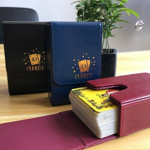 Portable Dustproof Tarot Card Box Storage Organizer Double Layer PU Leather Board Game Universal Travel Flip Cover Accessories
