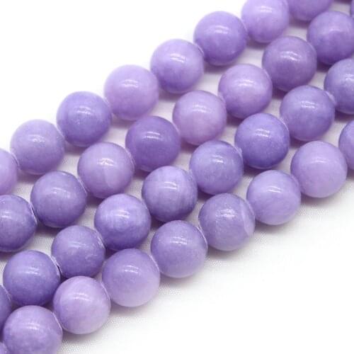 Natural Purple Chalcedony Jades Stone Loose Round Spacer Beads For Jewelry Making DIY Necklace Bracelet 15'' 4 6 8 10 12mm