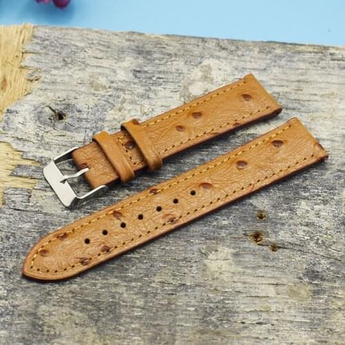 Onthelevel Ostrich Pattern 18mm 20mm 22mm Watch Strap Genuine Leather Watchbands Yellow Ostrich Leather Watch Strap #BF