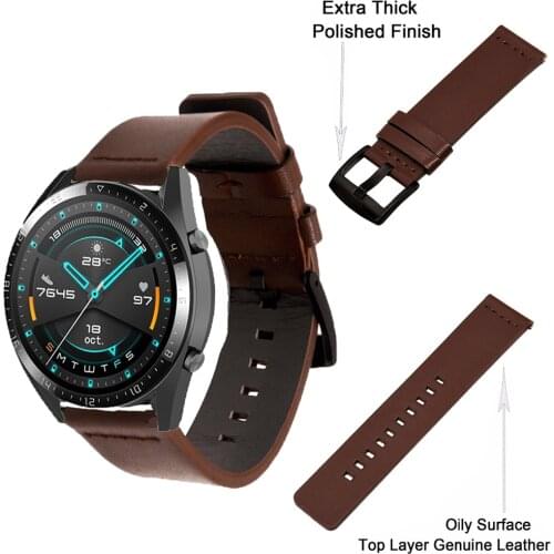 Calfskin Leather Watchband Soft Material Watch Band Wrist Strap 22mm Strap For Huawei watch Gt2 pro 46/Magic GT/Honor Magic 1/2