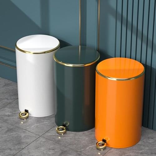 Luxury Stainless Steel Trash Can Nordic Living Room Office Trash Bin with Lid Bathroom Kosz Na Smieci Household Products DF50LJ