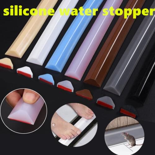 50-150CM Silicone Bathroom Water Stopper Blocker Strip Self-adhesive Floor Retaining Door Bar Dry Wet Separation Sealing Barrier