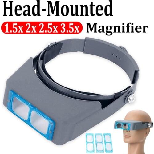 1.5x 2x 2.5x 3.5x Head Wearing Magnifier Optical Glass Lens Headband Eyewear Loupe Hand Helmet Magnifying Glass Spectacles