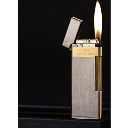 Refillable Ultra-thin Grinding Wheel Side Open Flame 6mm Brass Inflatable Lighter Gift Smoking Accesoires Gadgets for Men
