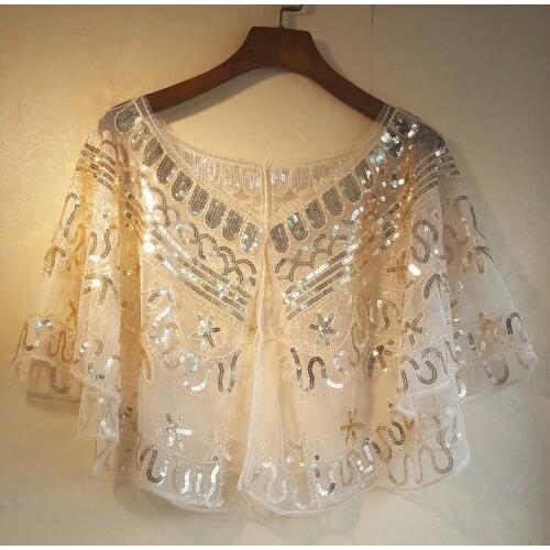 Vintage 1920s Gatsby Women sequin Cardigan Coat Embroidery Cardigan Cape Shawl Summer fashion Scarf Women Shawl Scarves 835200
