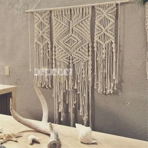 1.1*1.6m Bohemia Hand-woven Rope Wall Hanging Macrame Tapestry Handmade Curtain Wedding Home Window Backdrop Wall Craft