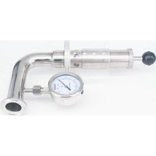 1.5" Tri Clamp 0.2-2.2 Bar 304 Stainless Steel Adjustable Pressure Relief Safety Valve Sanitary With Pressure gauge