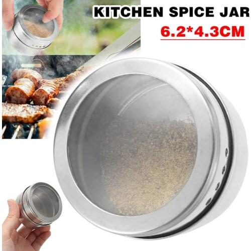 1pc Kitchen Spice Storage Jar Magnetic Shaker Stainless Steel Tin Container Condiment Seal Storage Bottles Cooking Kitchen Tools