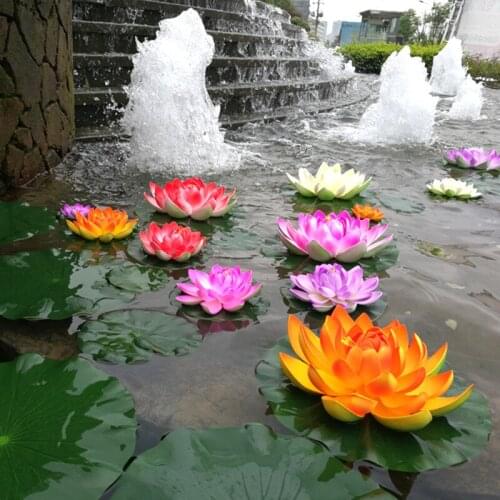 10cm/18cm Fish Tank Artificial Water Lily Pond Decor Yousheng Floating Foam Lotus Fake Flower Plants Pool Garden Plants Decorat