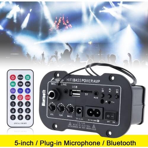 5 Inch 25W HI-FI Bluetooth Car Audio Power Amplifier FM Radio Player MIC / SD / USB / DVD / MP3 Input for Car Motorcycle Home