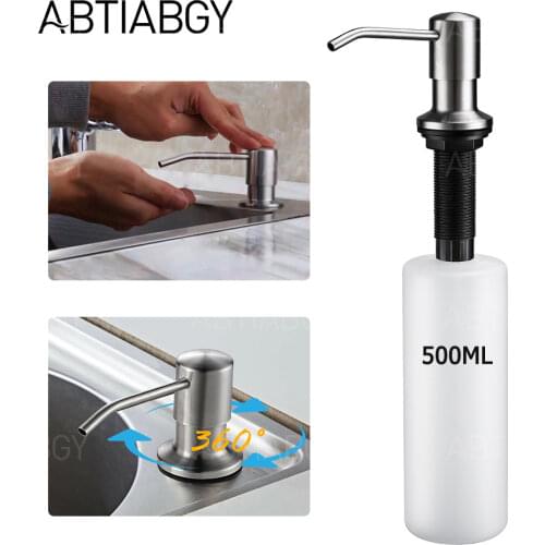500ml Liquid Soap Dispenser 304 Stainless Steel Head Kitchen Bathroom Sink Soap Pump Bottle Hand Lotion shower gel Dispensers