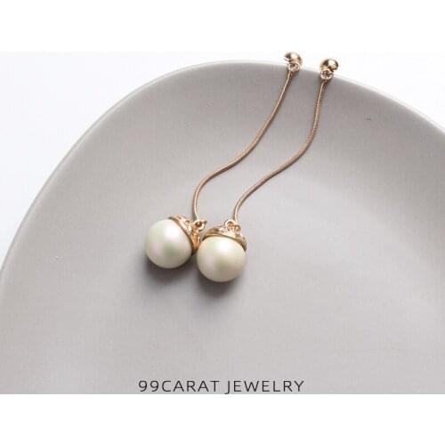 99 carat national style upsurge retro carved S925 silver needle imitation pearl / Green Dongling / Pink Crystal Ball Earrings fe