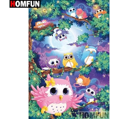 HOMFUN Full Square/Round Drill 5D DIY Diamond Painting "Cartoon owl" Embroidery Cross Stitch 5D Home A08240