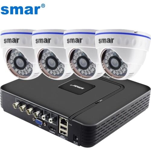 CCTV 4CH Hybrid DVR Video Surveillance System 720P 1080P AHD Camera Kit Day & Night AHD Dome Camera Kit VGA HDMI Output Plastic