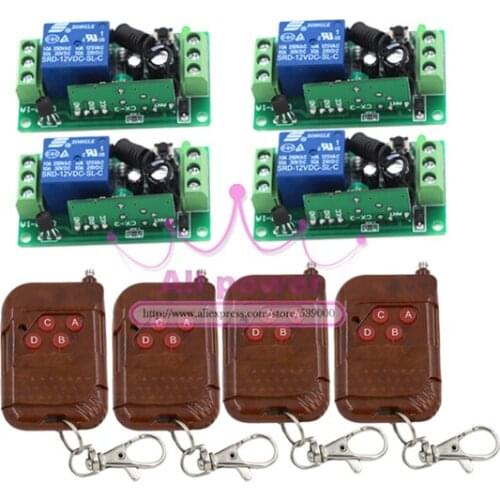 Fixed code 12V 1CH 4pcs Transmitter+ 4pcs Receiver RF Wireless Remote Control Switch