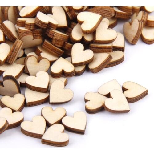 HOT-Linden wood Blank peach heart ornament for DIY 10mm 200 pcs