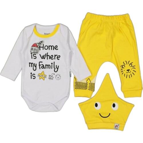 Jaju Baby, Home Written Printing, Yellow Color Set of 2 With Hat