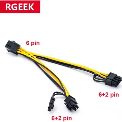 PCI-E 6-pin to Dual 6+2-pin (6-pin/8-pin) Power Splitter Cable Graphics Card PCIE PCI Express 6Pin to Dual 8Pin Power Cable