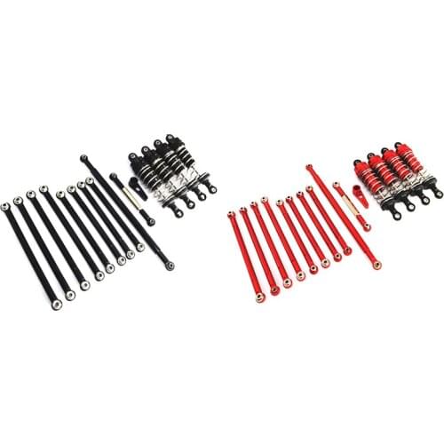 2Set For MN86S MN86 MN86KS MN86K MN G500 Metal Pull Rod Steering Link Rod Shock Absorber Set, Black & Red