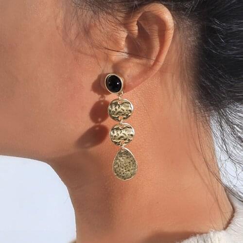 NEW Korean Fashion Long Slope Geometric Asymmetry Retro Droplets Earrings New Acrylic Earring For Women Gift Party Wedding