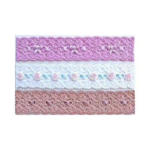 PRZY Grain Lace Mould Big Size Long Lace Fondant Mold Handmade Cake Edge Molds Silicone Mold for Cake Decoration Lace