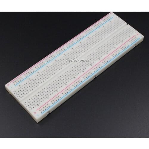 Hellotronics Premium 830 points Brass Metal Clips with Nickle plated Full Sized Power Rails 10 Contacts Solderless Breadboard