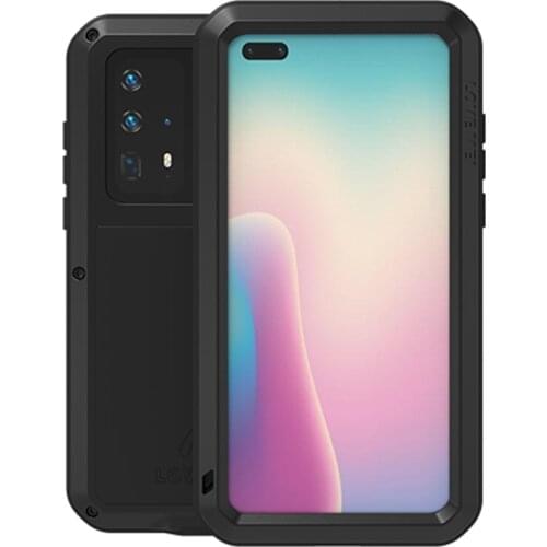 LOVEMEI Dirt-resistant Anti-knock Metal Aluminum Case Cover with Gorilla Glass for Huawei P40 ANA-AN00Heavy Duty Protection Case