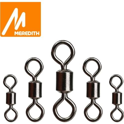 MEREDITH 50PCS/Lot Fishing Swivel Accessories Solid Connector Ball Bearing Snap Fishing Swivels Rolling Stainless Steel Beads