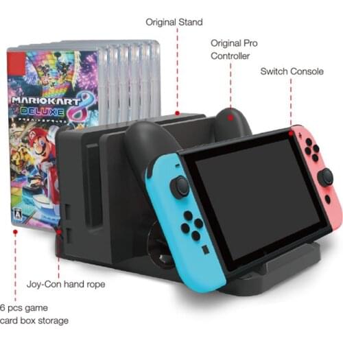 Multifunction Charging Base Bracket for Nintendo Switch NS NX Joy-Con Controller with Card Box Storage NS disc storage bracket