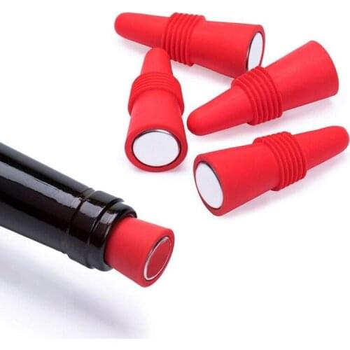 Reusable Silicone+Stainless Steel Wine Bottle Stopper Champagne Beverage Bottle Stoppers Wine Outlet Cap Bottle Cover