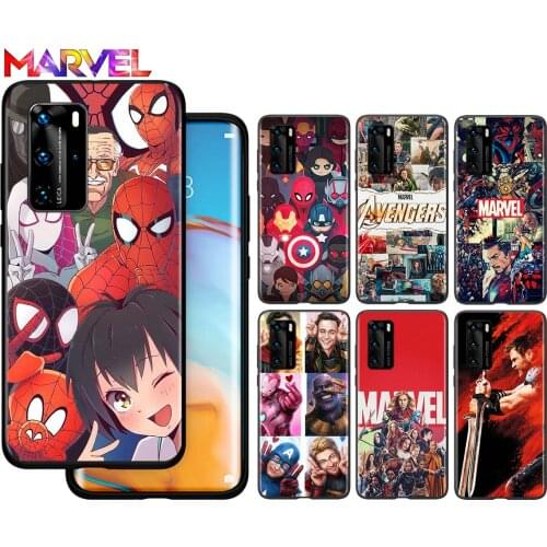 Marvel Hero Spider-Man for Huawei P50 40 P30 P20 P10 Pro Lite E Plus 4G 5G P9 P8 Lite P Smart Z S Soft Black Phone Case