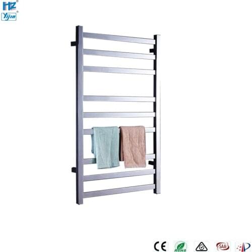 ARE Bathroom Electric Heated Towel Rack Wall Mounted Square Tube Towel Warmer Rails 304 Stainless Steel Towel Dryer Shelf