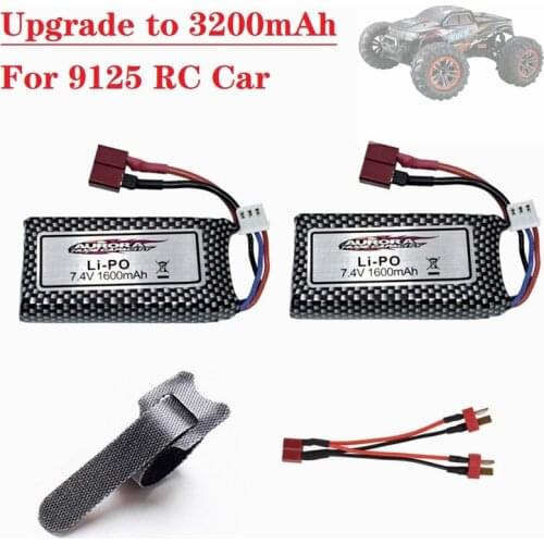 Upgrade to 3200mAh Rechargeable For 9125 Remote Control Car Spare Parts 7.4v 1600mah Lipo Battery XLH 9125 battery 1600mAh