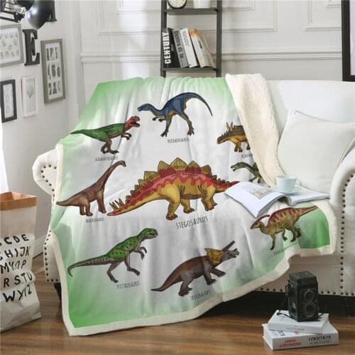 Cartoon Dinosaur Throw Blanket For Bed Sofa Dino Animal Super Soft Warm Winter Fleece Bedspread Children Kid Adult Couch Blanket