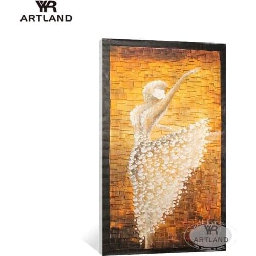 Wholesale 3D picture for home decor thick oil dancing girl Hand painted canvas oil painting for living room bedroom no framed