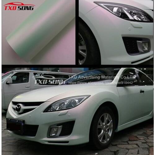 Premium Matte chameleon white to pink vinyl film Pearl Chameleon White Car Sticker With Air free bubbles by free shipping