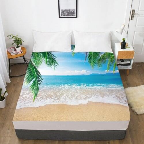 Elastic fitted sheet bed sheet With An Elastic Band 160x200/180/200/150x200 Mattress Cover Bed cover 1pc green leaf