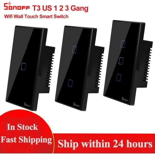 Sonoff TX T3 US 1 2 3 Gang Wifi RF Switch Smart Home Remote Control Wall Touch Switch Via Ewelink App work with Alexa Google