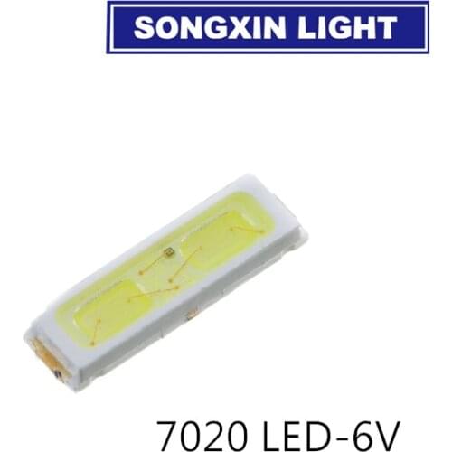 500pcs 7020 LED 6v Backlight 0.5W 55LM Cool white LCD Backlight for TV TV Application smd 7020 diode