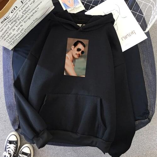 Freddie Mercury Print Oversize Hoodies Women Sweatshirts Hip Hop Rock Punk Style Hoody Casual Streetwear Oversize Plus Size Tops