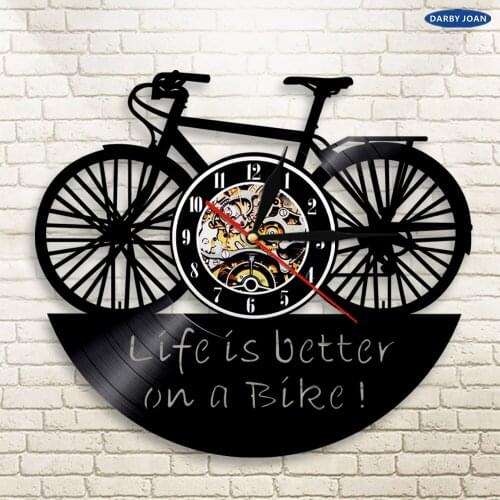 Bike Cycle Ontwerp Art Vinyl Wall Clock Gift Room Modern Home Record Vintage Decoration duvar saati