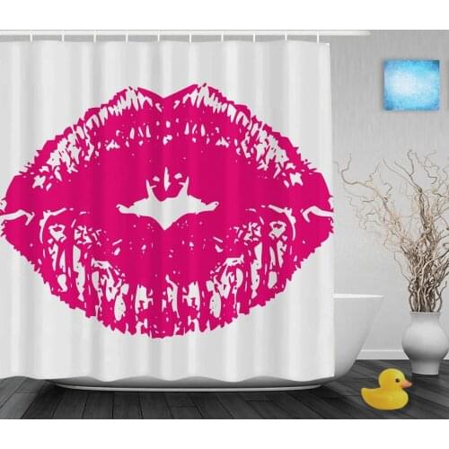 Valentine Gift Shower Curtain Red Lips On White Background Bathroom Shower Curtains For Waterproof Polyester Fabric With Hooks