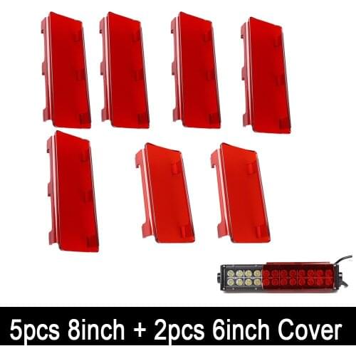 52inch Led Light Bar Snap on Red Lens Cover Protective Shell Set 6" & 8" Fit for Straight / Curved LED light Bar Offroad SUV