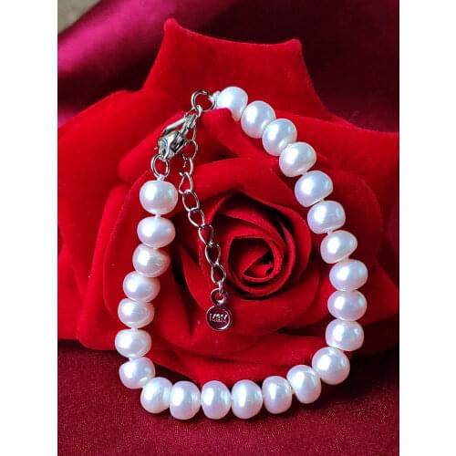 ZHIXI Real Natural Freshwater Pearl Bracelets For Women Fine Jewelry Trendy White Freshwater Pearl Bracelet S202