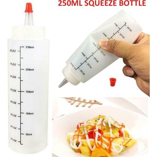 1pc 250ML Measuring Squeeze Bottle Condiment Dispenser Sauce Mustard Salad Squeeze Bottle Kitchen Accessories