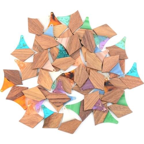 10PC Steamship Earrings Accessories Natural Wood & Resin Splicing Hand Made DIY Making Charms Jewelry Findings & Components
