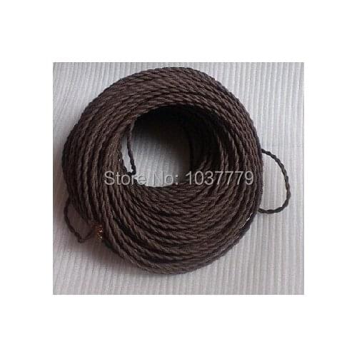 100meters long dark brown color double core cord braided textile fabric wire cable