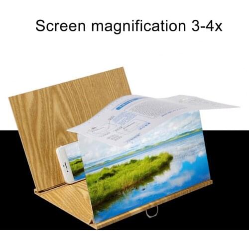 12 inch Desktop Folding Wood Bracket Mobile Phone Screen Magnifier 3D HD Video Amplifier Smartphone Holder Stand